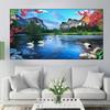 Abstract Swan Waterfall Lotus Canvas Painting Modern Landscape Posters and Prints Wall Pictures Living Room Home Decor No Frame