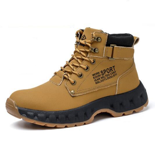 Модные высокие рабочие ботинки, противоударные и противопрокольные рабочие ботинки со стальной головкой, износостойкие защитные армейские ботинки D118