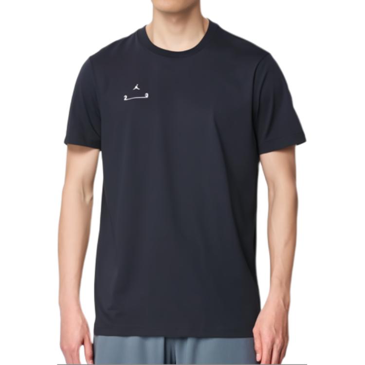 Jordan T Shirts Men's Black Crew Neck Moderate Straight Fit DQ7359-010
