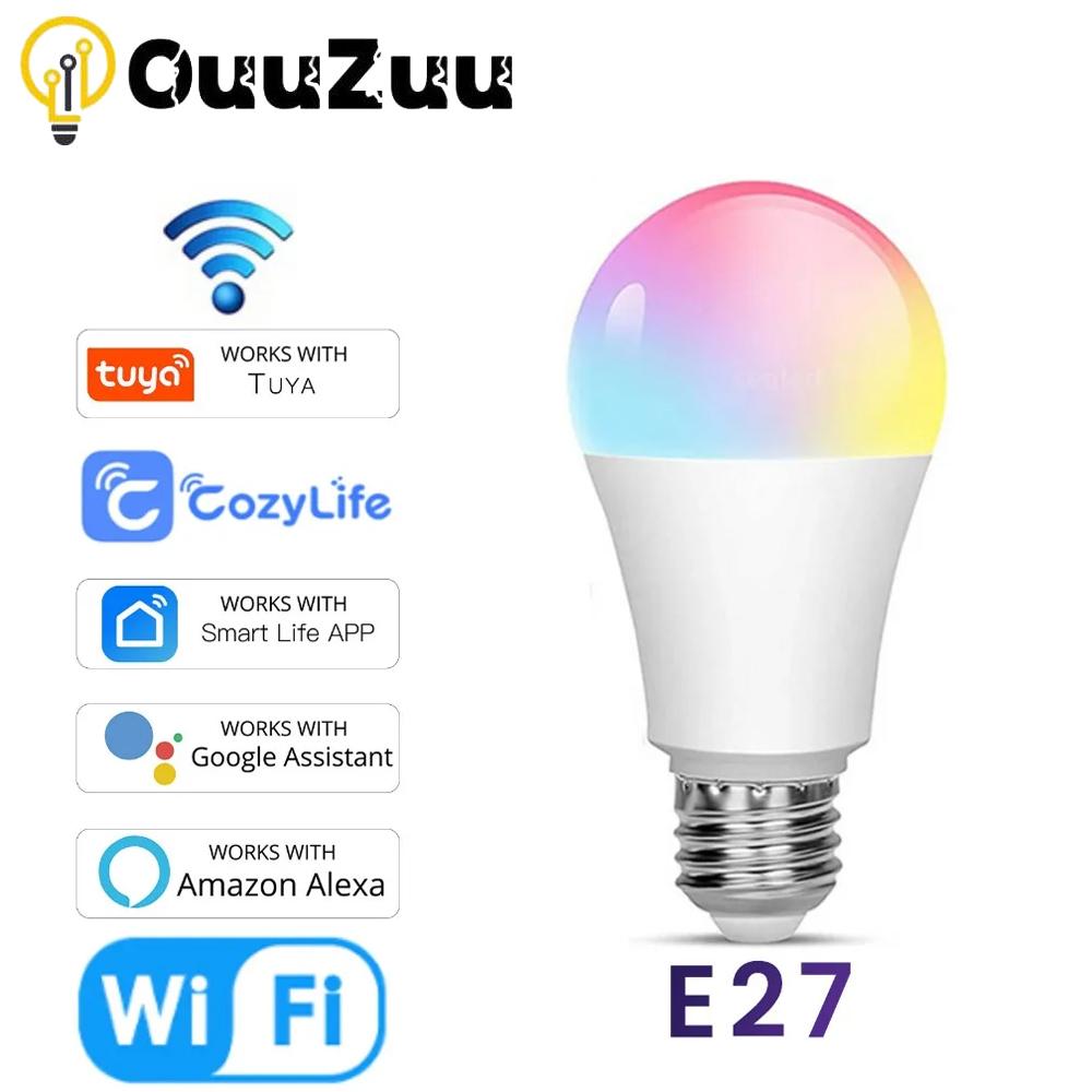 Умная светодиодная лампа CozyLife E27, 15 Вт, Wi-Fi, работает с Alexa, Google Home, Яндекс, Алиса, 85–265 В, RGB, 2700–6000 К, таймер с регулируемой яркостью