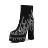 Fashion Kaky's New High-heeled Round Head Waterproof Platform Thick Bottom Large Size Rhinestone Women's Boots Short Boots Fashion Boots