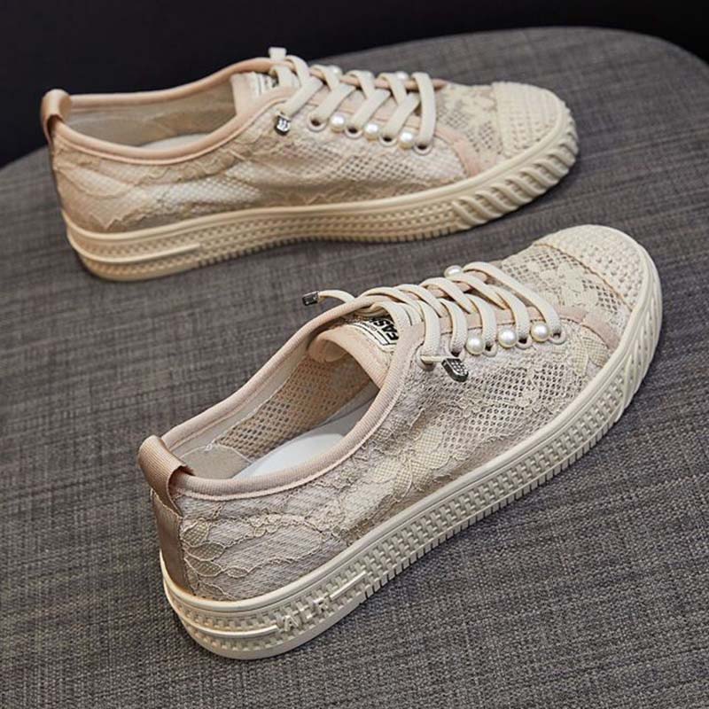 Женская обувь на плоской подошве с сетчатым вырезом, дышащая парусиновая обувь с тонкой мягкой подошвой, простой повседневный стиль, весна-лето