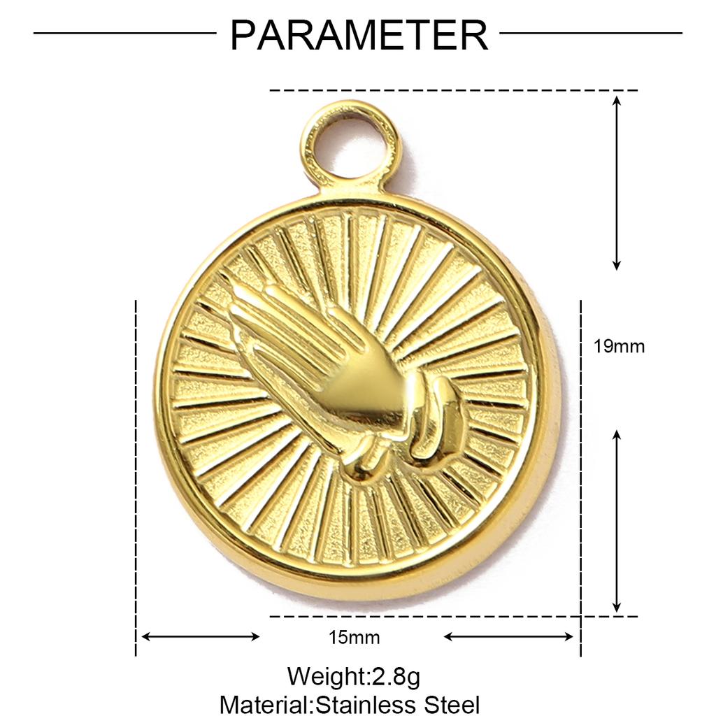 5pcs/Lot Fashion Sun Round Necklace Pendants Stainless Steel Love Heart DIY bracelet Charms Women's Star Moon Jewelry