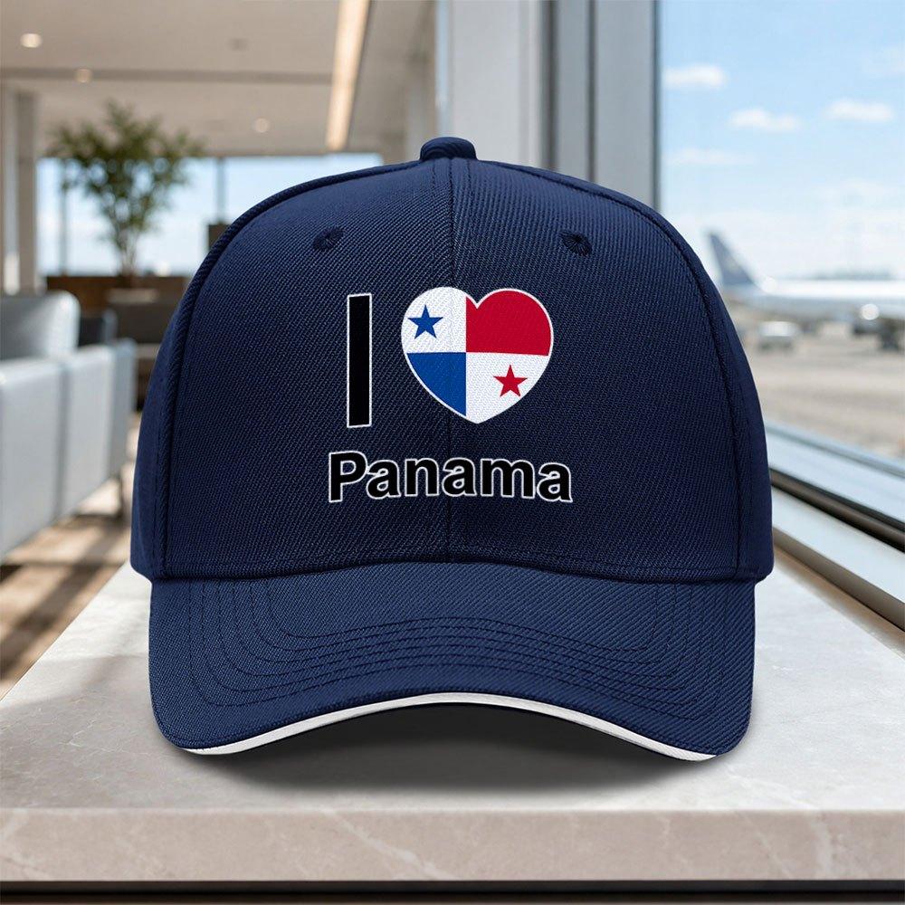 Panama Flag Heart Adjustable Baseball Cap Lightweight Unisex Printed Hat for Outdoor Weddings Parties