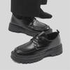 Men's Casual Black Leather Shoes - Autumn British Style, Thick Sole, Heightening Design, Fashionable College Footwear