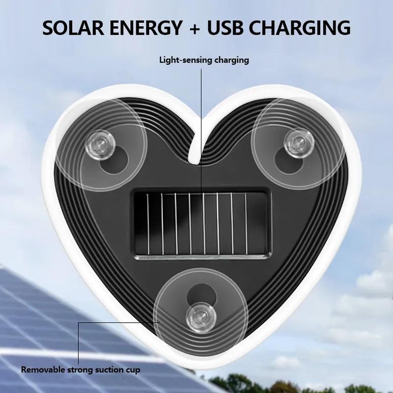 2026 Solar Powered Car Neon Light Striped Heart Lamp Led Ambient Light Wireless Suction Cup USB Rechargeable Led Atmosphere Lamp