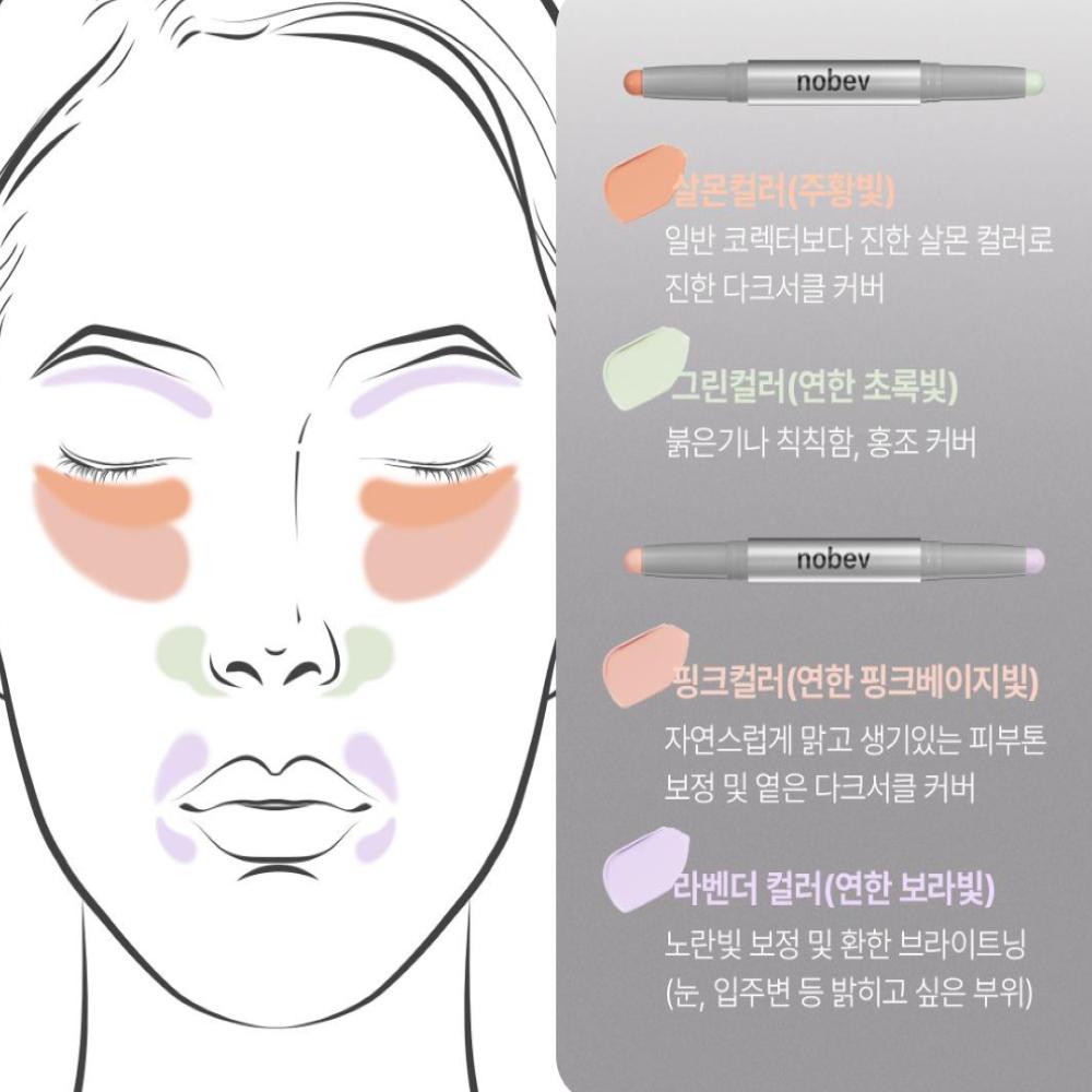 NOBEV Цветной корректор Мягкий двойной карандаш 2,2 г, (тонус)