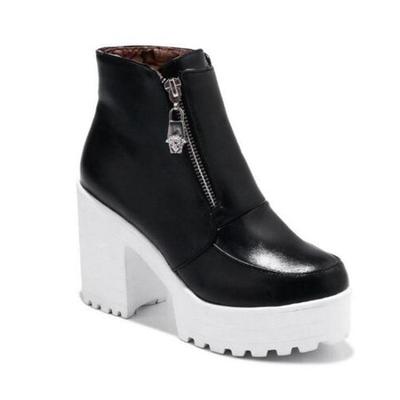 Q/женские короткие ботинки на высоком каблуке, модная водонепроницаемая платформа в европейском и американском стиле, короткие ботинки большого размера на толстом каблуке