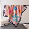 Flower And Colorful Printing Simulation Silk Scarf Square Scarf High-End Shawl Versatile Neck Small Square Scarf Headscarf Scarf Women