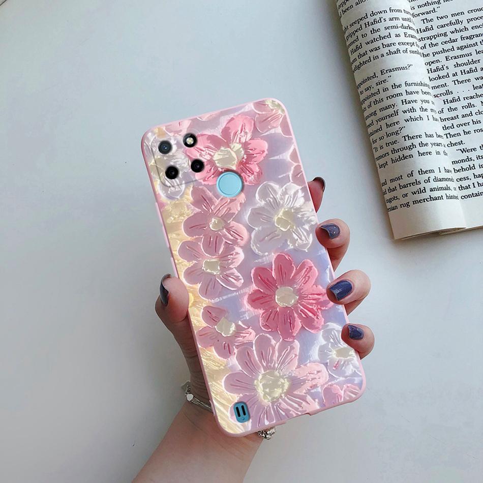 Чехол Для Realme C25Y C21Y Задняя Крышка Милый Цветок Защитный Мягкий Чехол Для Телефона Силиконовый Мультяшный Funda Для Oppo Realme C25Y C 21Y Capa