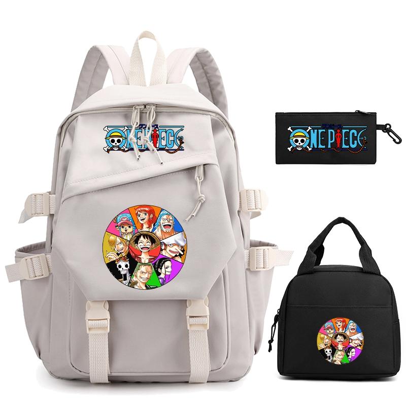 3 шт./компл., цельный нейлоновый рюкзак в стиле аниме с сумкой для обеда для девочек и мальчиков, школьный рюкзак для мужчин и женщин, дорожная сумка для отдыха