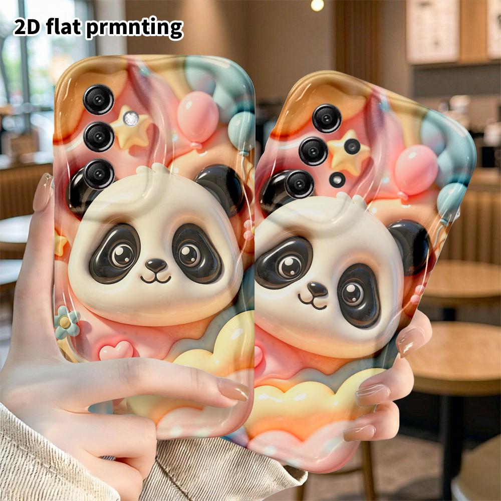Phone Case: 2D flat design suitable for Samsung Galaxy A34 A35 M05 M06 S20 S22 S21 FE Plus 5G protective case, big panda head, perfect Christmas and H
