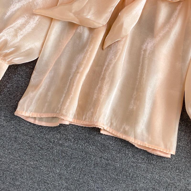 Милая женская блузка, однотонная, с галстуком-бабочкой, на шнуровке, с длинным рукавом, свободная, прямая, блузка, женская универсальная модная рубашка