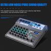 15W Professional Mixer Sound Mixing Console Computer Stage Recording USB Sound Card High Low Tone Bluetooth DJ Live Broadcast 6-channel