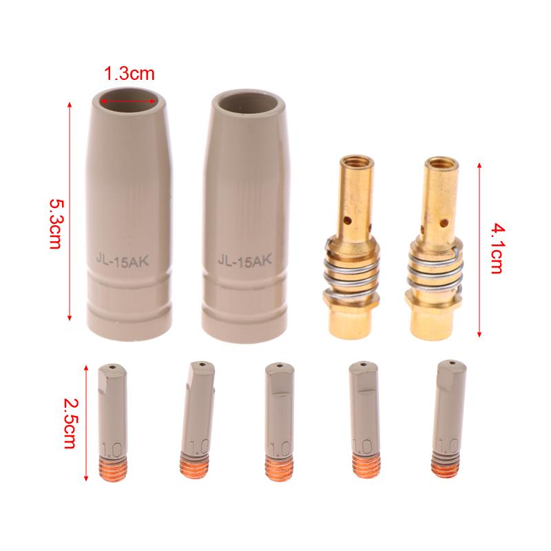 9Pcs 0.8/1.0/1.2Mm Mig Torch Gas Nozzle Tip Holder Protection Parts 15Ak Welding Torch Coating Protection Nozzle