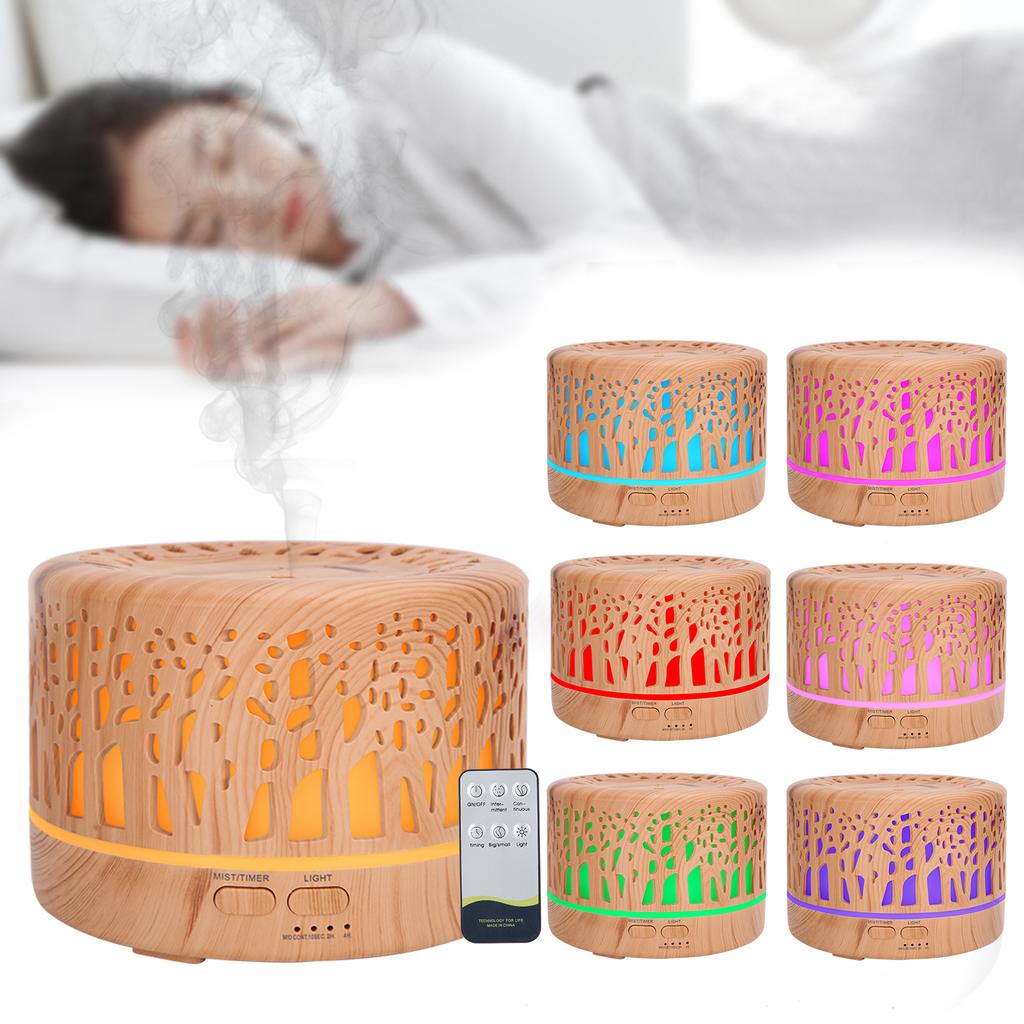700 мл полая деревянная зернистость увлажнитель воздуха арома диффузор 7 цветов света увлажнитель (110‑240 В)AU Plug
