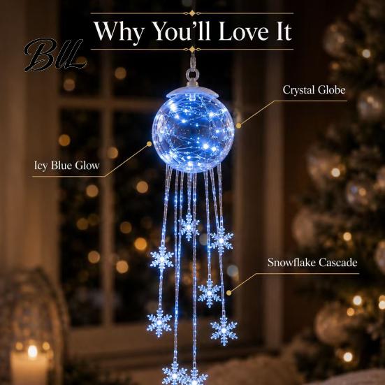 Reusable Festive Ornaments LED Hanging Christmas Ornament, Icy Glow Sparkling Snowflake Cascade Decoration, DIY Craft Supplies Winter Lighted