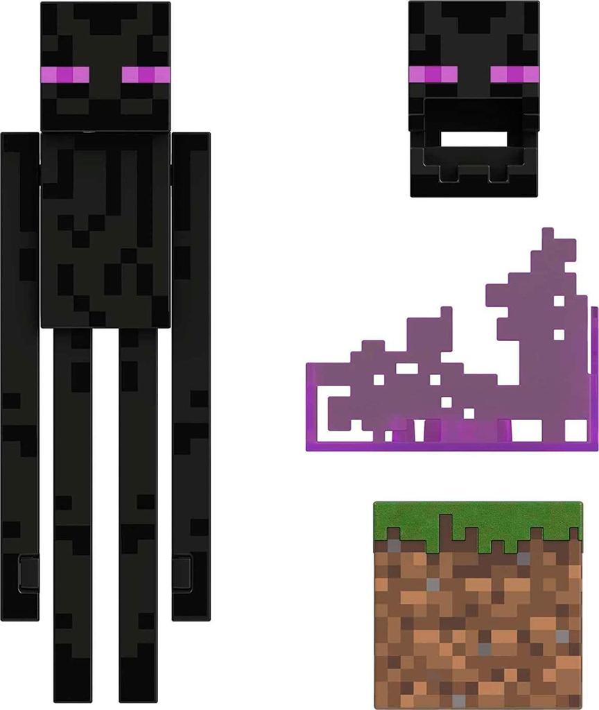 Mattel Minecraft Enderman Diamond Фигурка с аксессуарами Grass Block Enderman Размер 15 см приблизительно. [Элемент]
