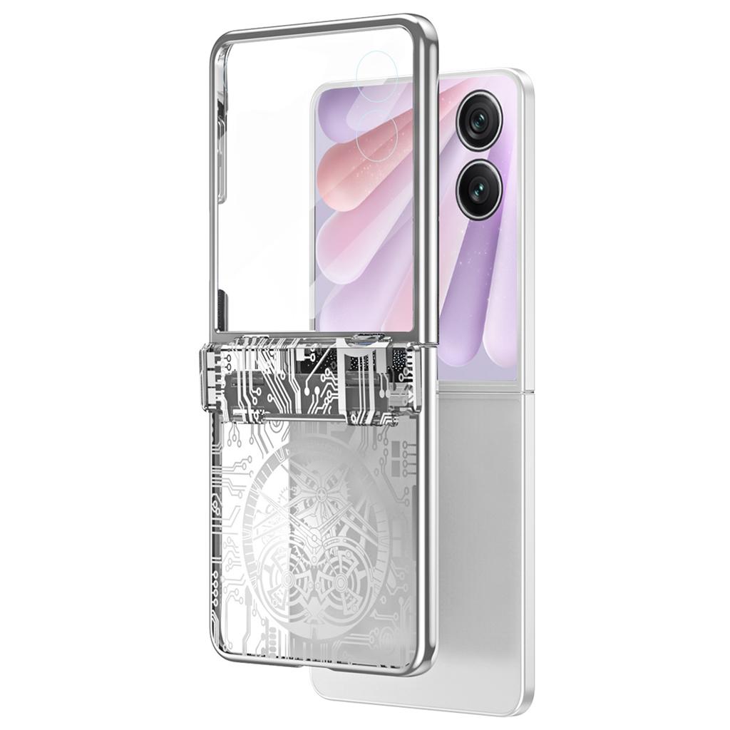 For Honor Magic V Flip 2 Case Mechanical Legend Electroplating PC Phone Cover with Rear Screen Film