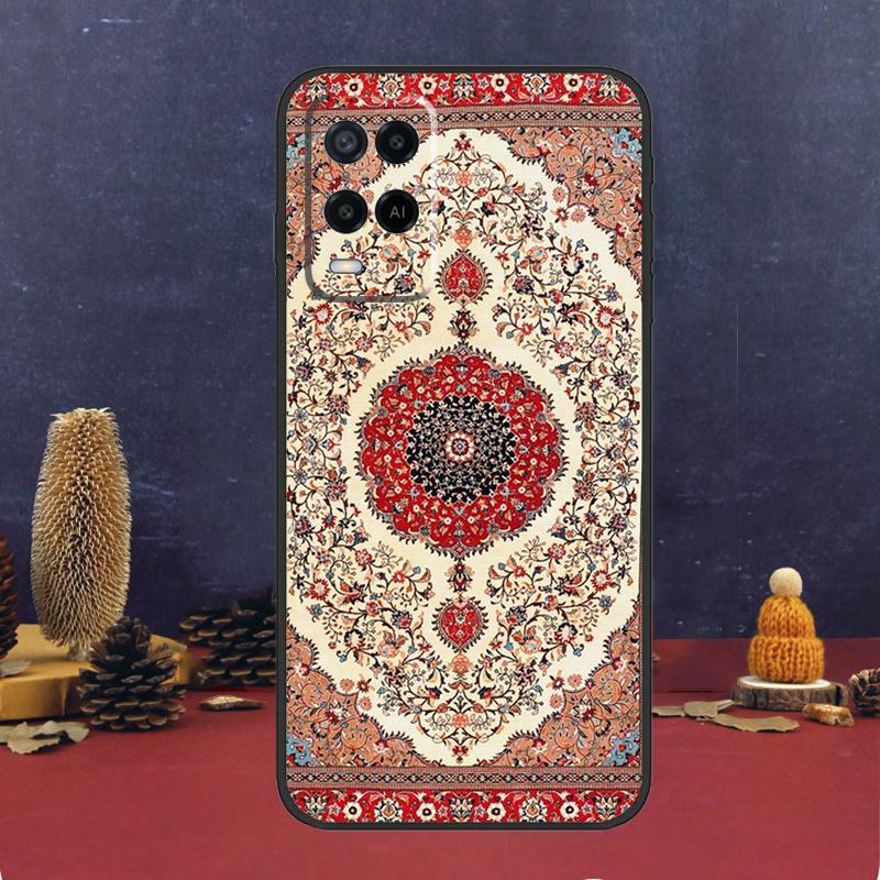 Persian Carpet Floral Pattern For OPPO A58 A78 A98 A15 A16 A17 A76 A96 A77 A52 A72 A5 A9 A79 A94 A74 A57S A53S A54S Case