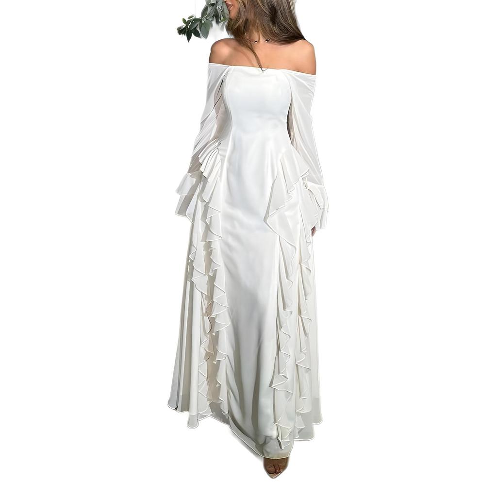 Женское платье А-силуэта с расклешенной юбкой и кружевной отделкой с высокой талией, 2024