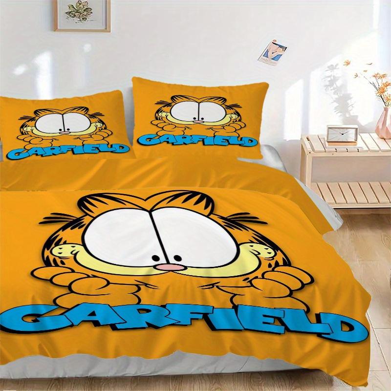 3pcs Garfield Printed Quilt Set - Soft and Comfortable Quilt Cover for Bedroom, Guest Room and Dormitory Decorative Bedding Set 1 Duvet Cover + 2 Pill