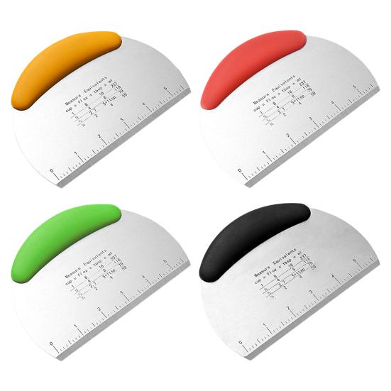 Резак для теста, настольный скребок из нержавеющей стали, конструкция с двойной шкалой, нескользящая ручка, инструмент для резки теста для дома