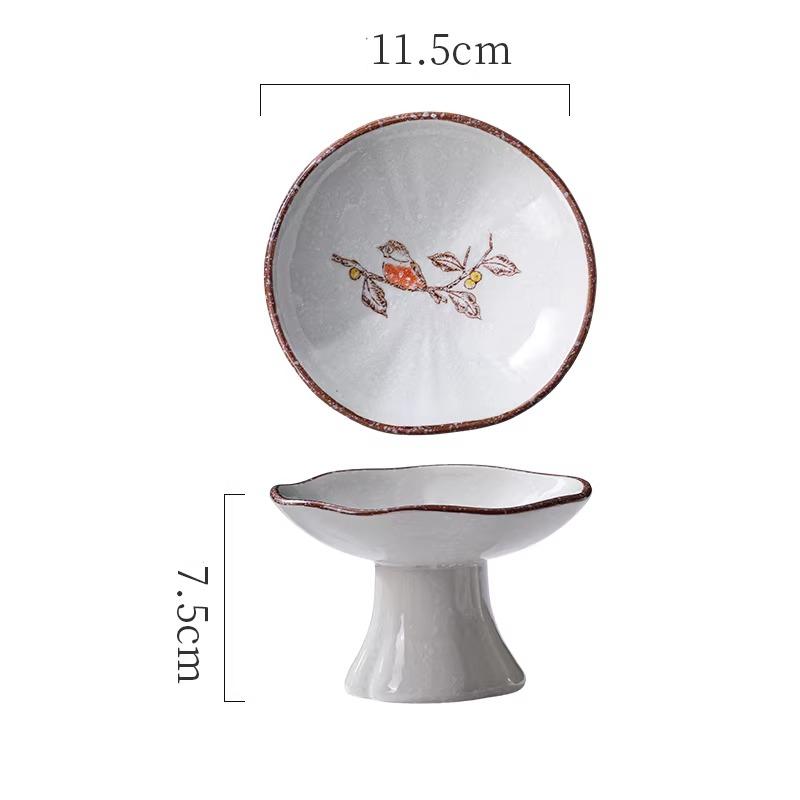 Новая китайская десертная высокая тарелка Маленькая тарелка для закусок Освежающая тарелка Ретро керамическая тарелка Закуски для послеобеденного чая Товары для дома
