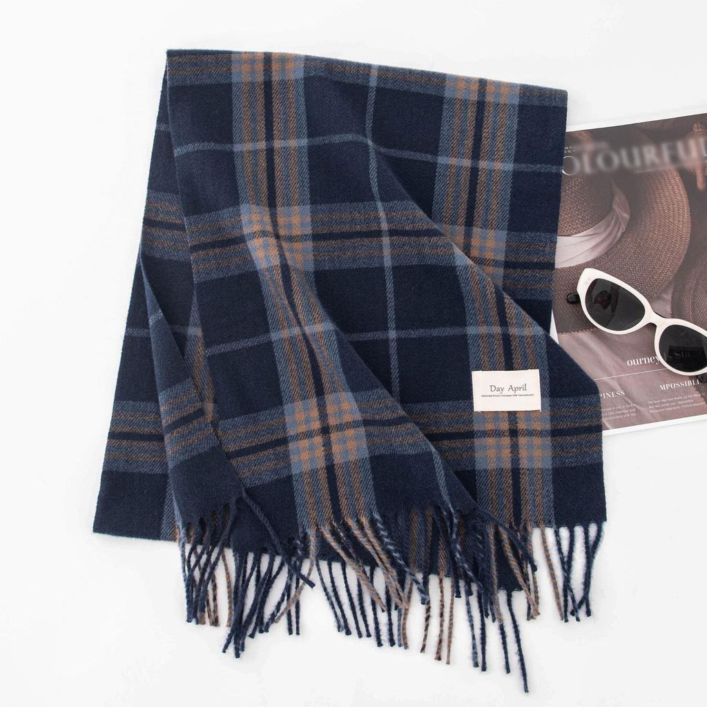 Imitation Cashmere Plaid Scarf Women's Winter High End Fashion Simple Scarf Mid Length Warm Shawl