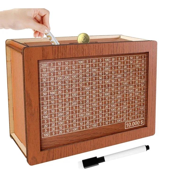 Копилка для сберегательных денег, копилка в виде доллара, декоративная копилка, ретро-коробка из дерева, многоразовая, 10000 копеек, копилка для монет, наличные