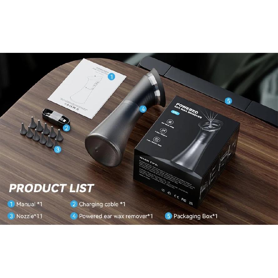 Rechargeable Ear Cleaner for Removing Earwax Integrated Dry and Dirty Storage Replaceable NozzleVisual Sewage Recovery Window