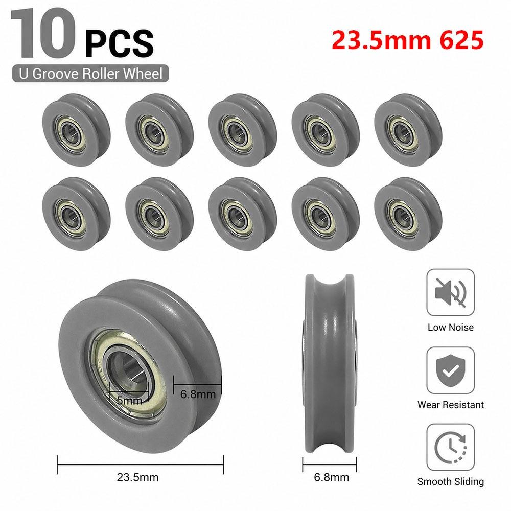 10Pcs Nylon POM Bearing Pulley Stainless Steel Rubber-Coated Pulley  for Doors Windows