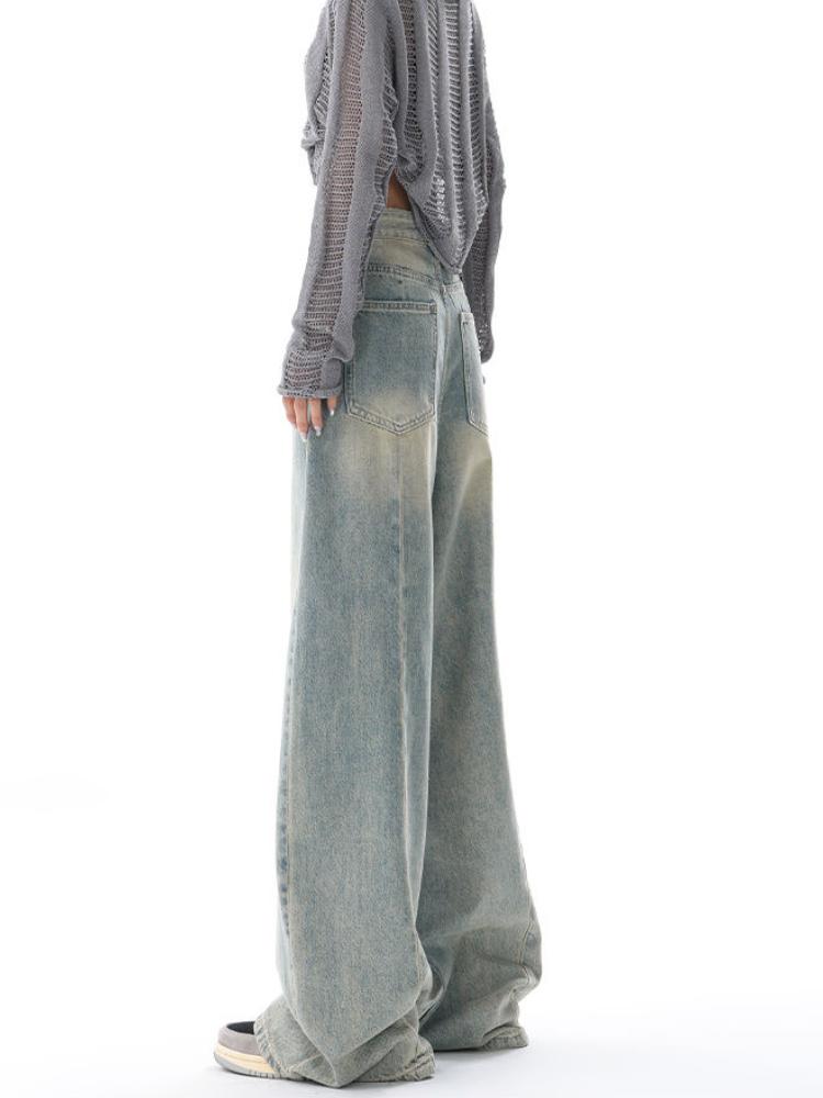 2000s Vintage Baggy Blue Jeans Women Harajuku High Waist Denim Trousers Female Retro Fashion 90s Aesthetic Wide Pants