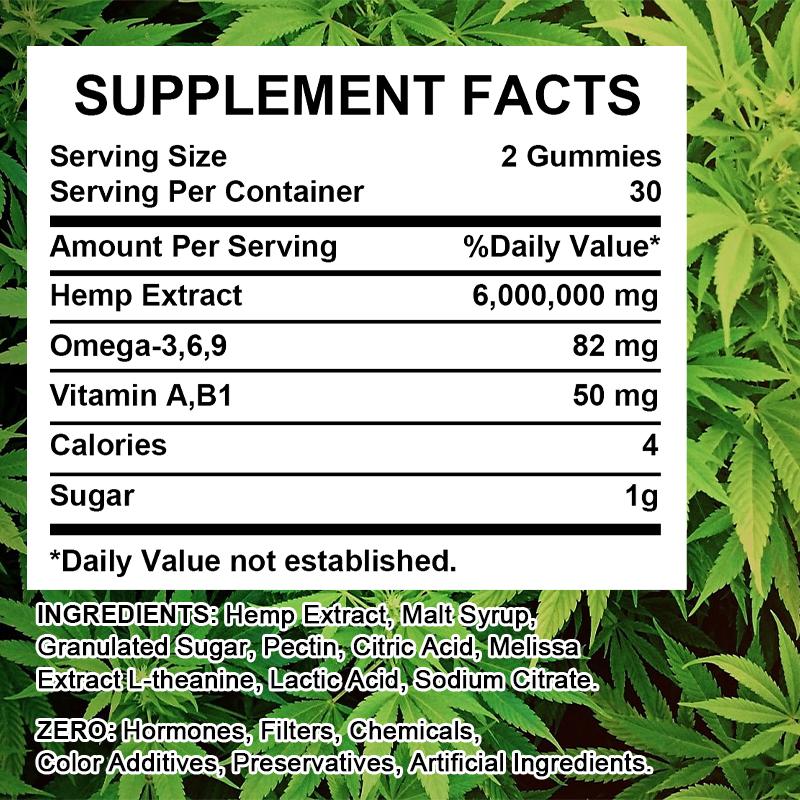 Gummies 6,000,000mcg, Omega 3‑6‑9 Vitamin A B1, 60 Veggie Gummies 30‑Day Supply Dietary Supplement