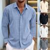 Осень-Весна Мужская рубашка на пуговицах с отложным воротником Кардиган с длинными рукавами Свободная средняя длина Повседневная повседневная одежда