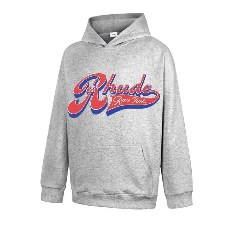 RHUDE Letter Print Street Hoodie Loose Fit Casual Sweatshirt Men Women