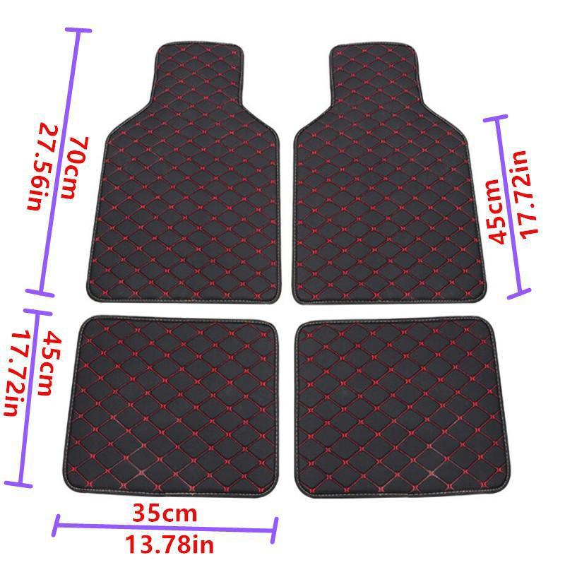 4pcs Universal Leather Car Floor Mat Car-Styling Interior Accessories Mat Floor Carpet Floor Liner Waterproof Foot Pad