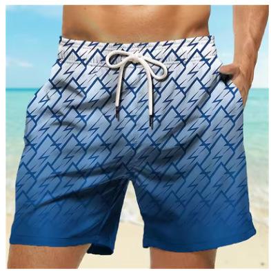 Simple geometric pattern swimming trunks, men's new popular summer 3D printing men's casual sports beach shorts