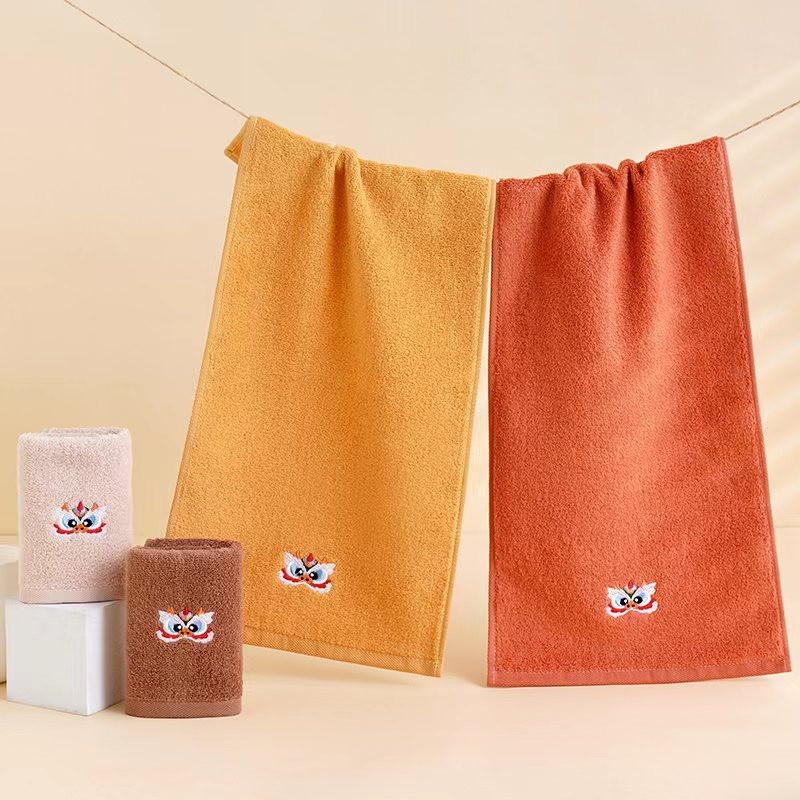 1 шт. 25x50 см Однотонное Хлопковое Мультяшное Китайский Стиль Вышивка Дракона Впитывающее Мягкое Детское Полотенце для Рук