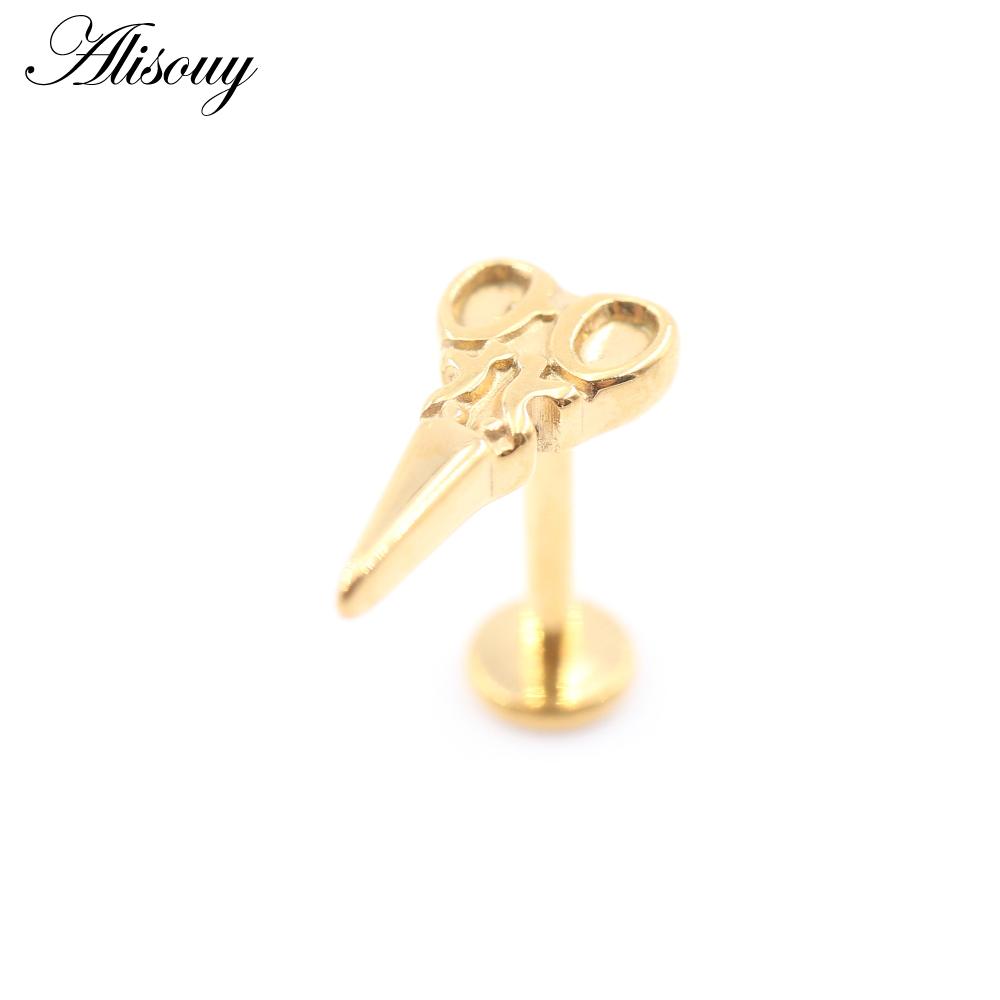 1 шт. титановая морская звезда, змея, ножницы, молоток, луна, циркон, лабрет, кольцо-гвоздик для губ, серьги для хряща уха, украшения для пирсинга тела