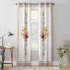 Flowers Circles Hand Painted Leaves Window Curtain Living Room Luxury Valance Curtain for Bedroom Home Kitchen Decor Curtain