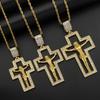 Новое ожерелье с подвеской из нержавеющей стали в виде полого креста Иисуса с бриллиантами