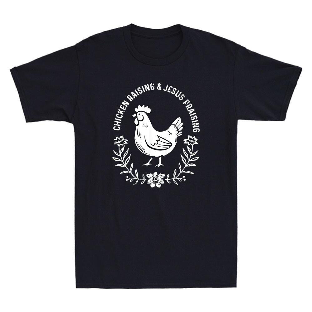 Chicken Raising Amp; Jesus Praising Funny Graphic Retro Men039;s Short Sleeve T-Shirt Unisex T-Shirt