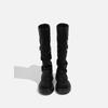 Women's Post-Apocalyptic Style Brown Martens Boots - Thick-Soled, Tall, Wrinkled Shaft, Slouchy High-Top Design