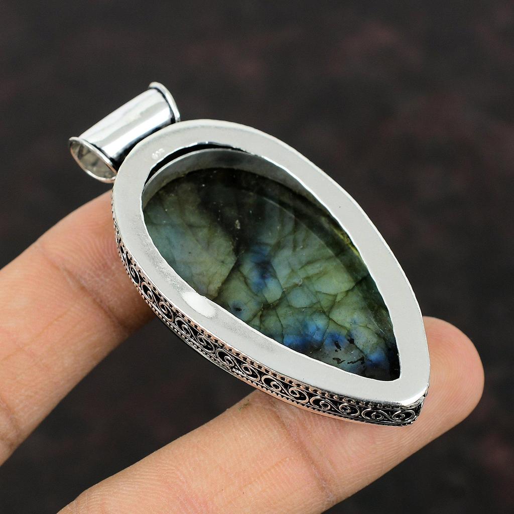 Кулон Mystic Fire из лабрадорита, подвеска из стерлингового серебра 925 пробы, изысканный кулон из драгоценного камня, винтажные ювелирные изделия ручной работы, новый кулон, свадебный подарок