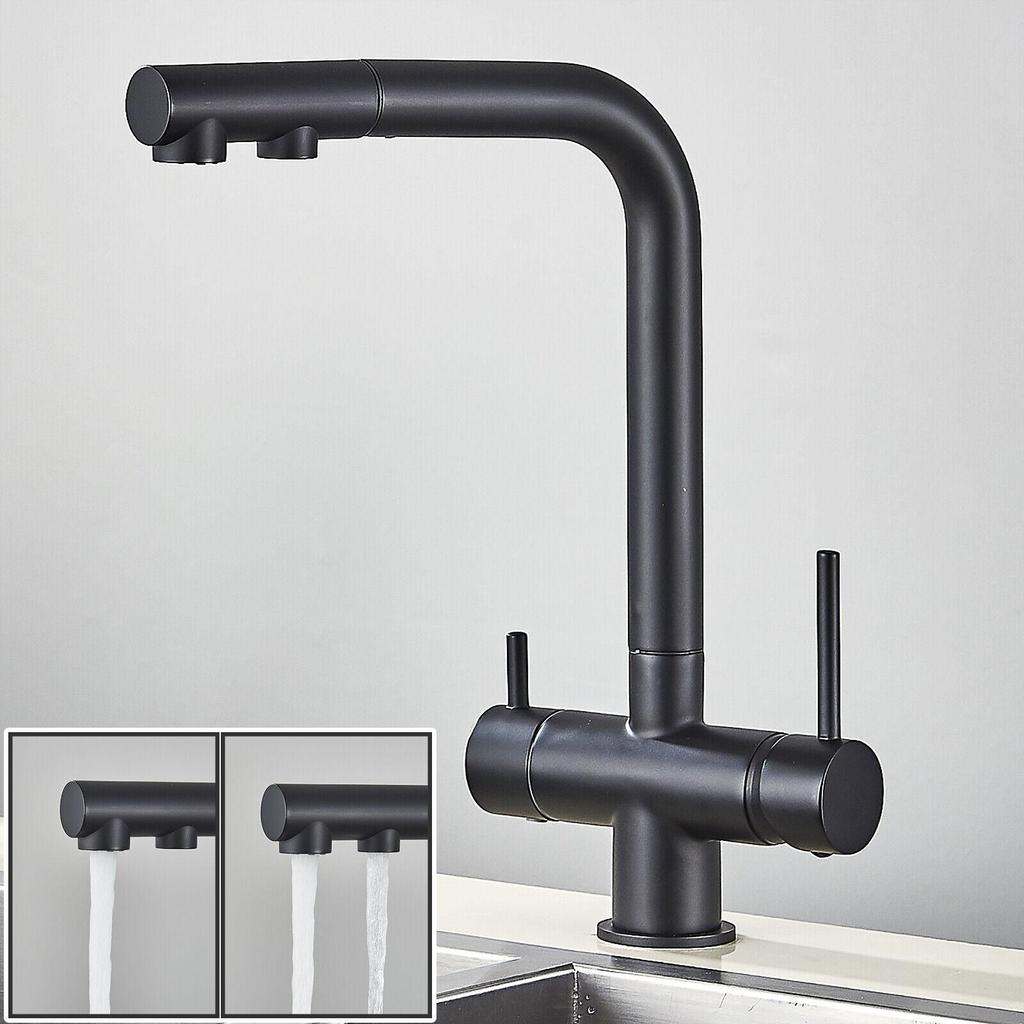 Кухонный выдвижной кран с фильтром, хромированный латунный кран-очиститель, вращение на 360 градусов, двойной распылитель, кран для питьевой воды, смеситель для раковины, сосуда