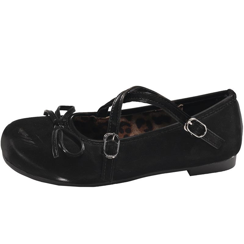 Black Retro French Flat-soled Single Shoes Women's 2025 New Spring Shallow Mouth Ballet Versatile Skirt Mary Jane Shoes