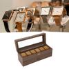 Watch Holder Vintage Grain PU Leather Double Layers 6 Slot Watch Holder Organizer