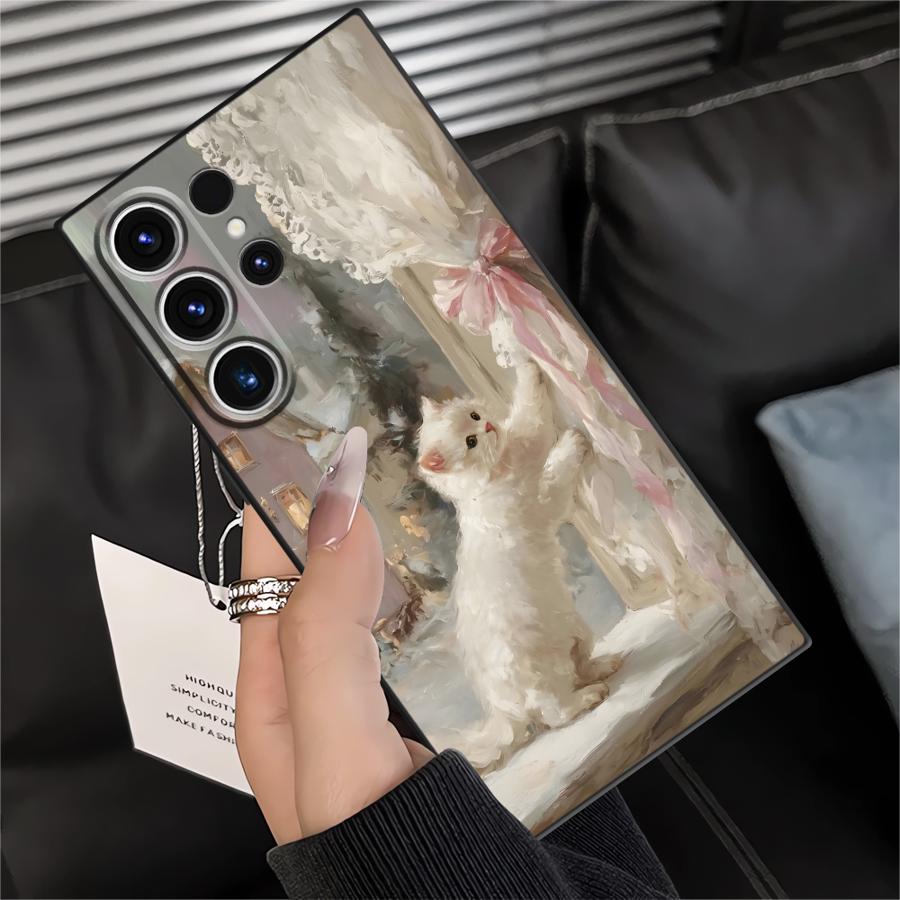 Чехол для телефона Funda для Samsung Galaxy S26 Ultra S23 S24 S10 S9 S21 FE Note 20 8 9 10 S20 Ultra S25 Plus Мультяшный милый кот