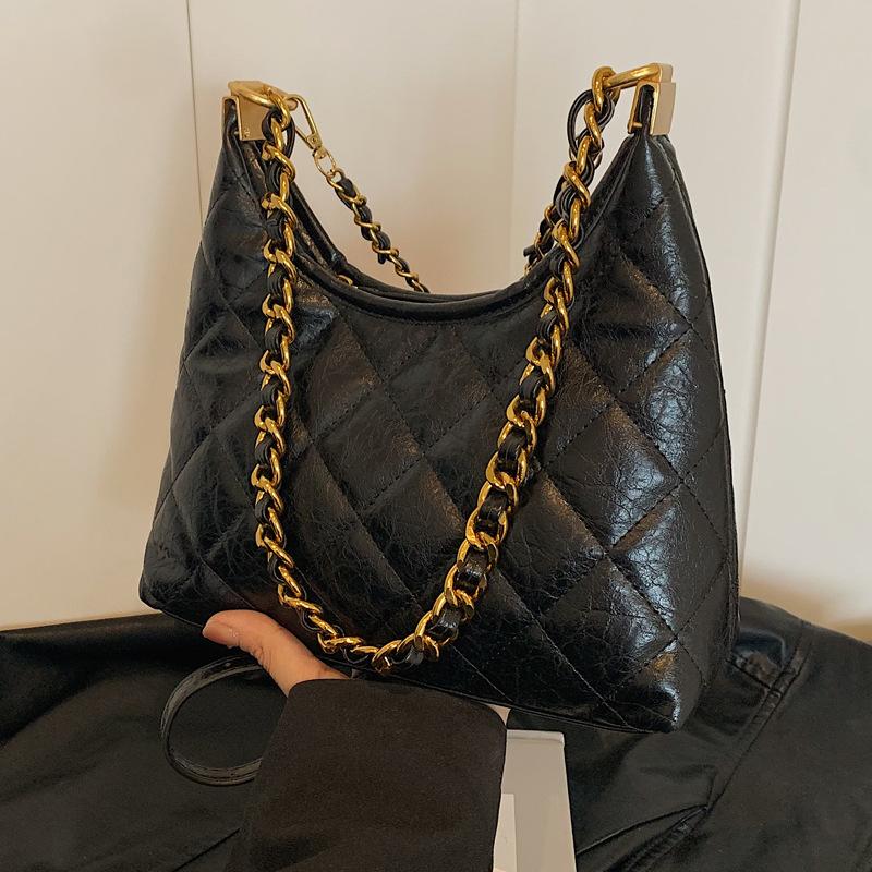 Сумка-цепочка ромбовидной формы, женская модная текстурированная сумка через плечо, новая коллекция осень-зима 2025, популярная в этом году сумка-мессенджер для通勤